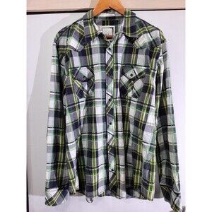BKE Pearl Snap Mens Plaid Long Sleeve Athletic Fit Western Cowboy XL